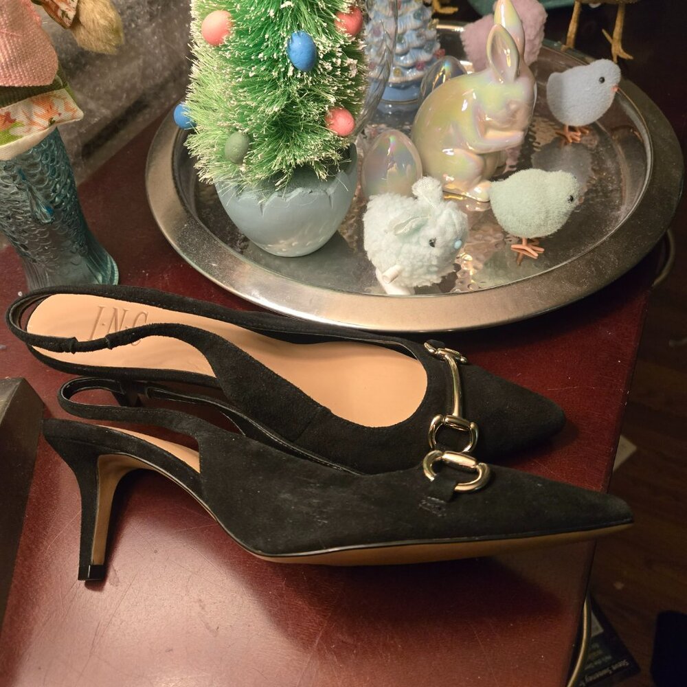 INC International Concepts Black Suede Slingback Heels – Size 9M – Never Worn 🖤 - Picture 4 of 5
